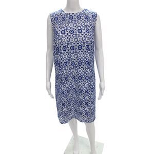 BB Dakota Womens Plus Shift Dress Blue Cotton Sleeveless Geometric Knee Size 18